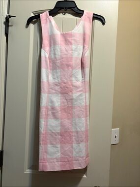 crown & ivy Pink and White Gingham Sheath Dress